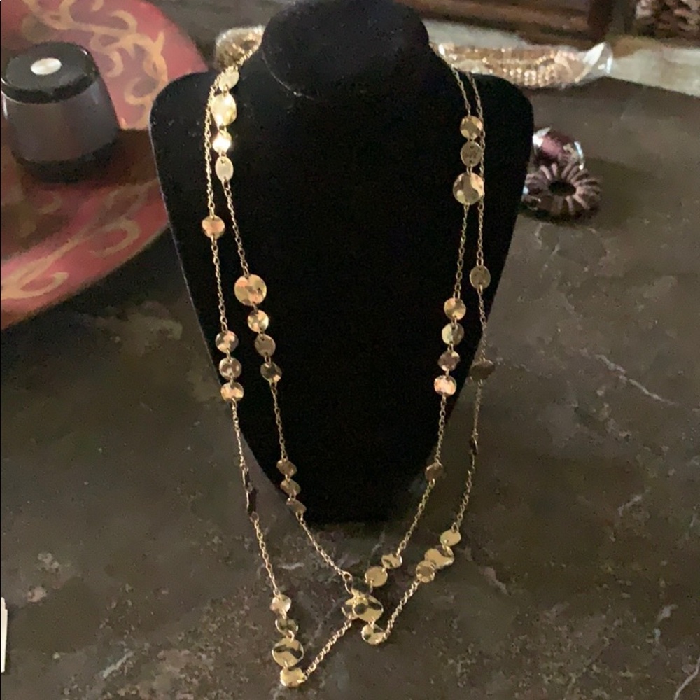 Gold fashion double wrap necklace